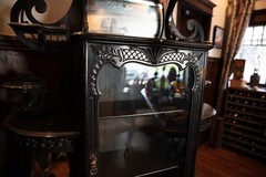 Freestanding Black Ornate Rosewood Cabinet 1800-1899 Glass Mirror Wood Antique