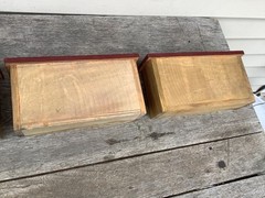 Vintage Handmade 3 Drawer Spice Or Apothecary Cabinet Red Paint