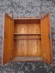 Antique Victorian Oak Stick & Ball Skeleton Key Medicine Cabinet Cupboard