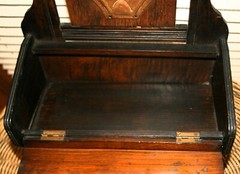 Antique Arts & Crafts Wooden Wall Hanging Cabinet Cupboard + Hooks & Storage Box
