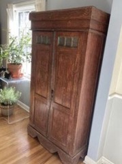 Antique Rustic Anglo Indian Almirah Armoire Storage Cabinet 2 Shelves