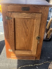 Antique White Clad Simmons Hardware Co Icebox Cabinet Side Table Storage Chest