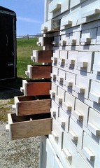 Antique Primitive 42 Drawer Hardware Cabinet One Piece Wall Unit 1950s Rustic