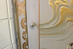 Antique Chinoiserre Corner Cabinet from Italy c1930 Hand Painted Scene of Orient