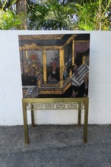 Maitland Smith Hand Painted Chinoiserie Cabinet Cupboard on Brass Stand 5442