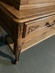 French Country Style Vintage Oak China Display Cabinet