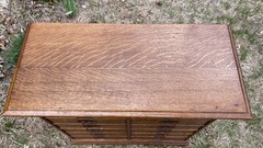Antique Arts Crafts Tiger Oak 12 Drawer Wood File Cabinet Apothecary Hall Table