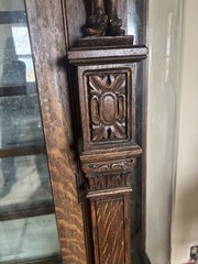 Unique and Unusual Curved Glass China Cupboard with Carved Figures C.1900