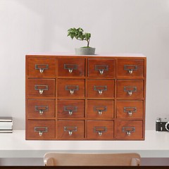 16 Drawers Vintage Tabletop Library Card Catalog Cabinet Apothecary Storage Box