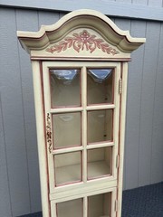 67860 Vintage French Country Curio Cabinet with Convex Glass Panels