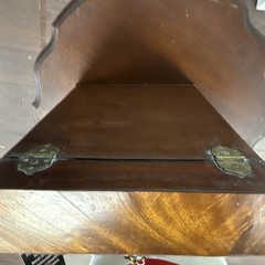Antique Brown Wood Cabinet with Brass Hardware and Hinged Door