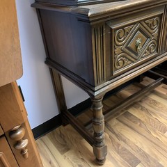 Antique 1900s Jacobean Hand Carved Solid Mahogany Wood Hutch Cabinet – 65”H 39”L