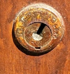 Antique Vintage 1920s-1930s Grain Painted Industrial Metal Locker Safe Cabinet
