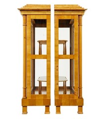 FINE PAIR OF BIEDERMEIER GLAZED ELM DISPLAY CABINETS