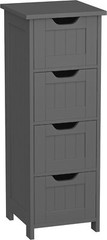 Narrow Floor Bathroom Storage Cabinet w/ Slide Out Drawers for Small Space Gray