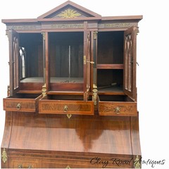 Antique Mahogany secretary desk Russian empire bronze ormolu columns 2pc 1810