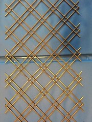 Two Vintage Brass Metal 37.5 x 9 inch Inserts China Closet Cabinet Doors Leading