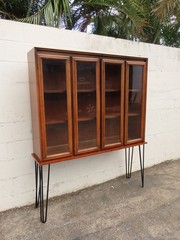 Mid Century Modern Display China Cabinet with Hairpin Legs 6240