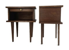Pair Couple Vintage Night stands End tables Mid Century Modern Wood pop art Fun