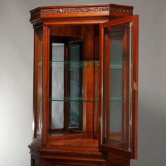 Antique Cherry Faceted & Mirrored Corner Cabinet c1890