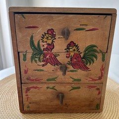 1950s Fred Robert’s Wooden Small Cabinet Box w 3 Drawers Spices Jewelry Recipes