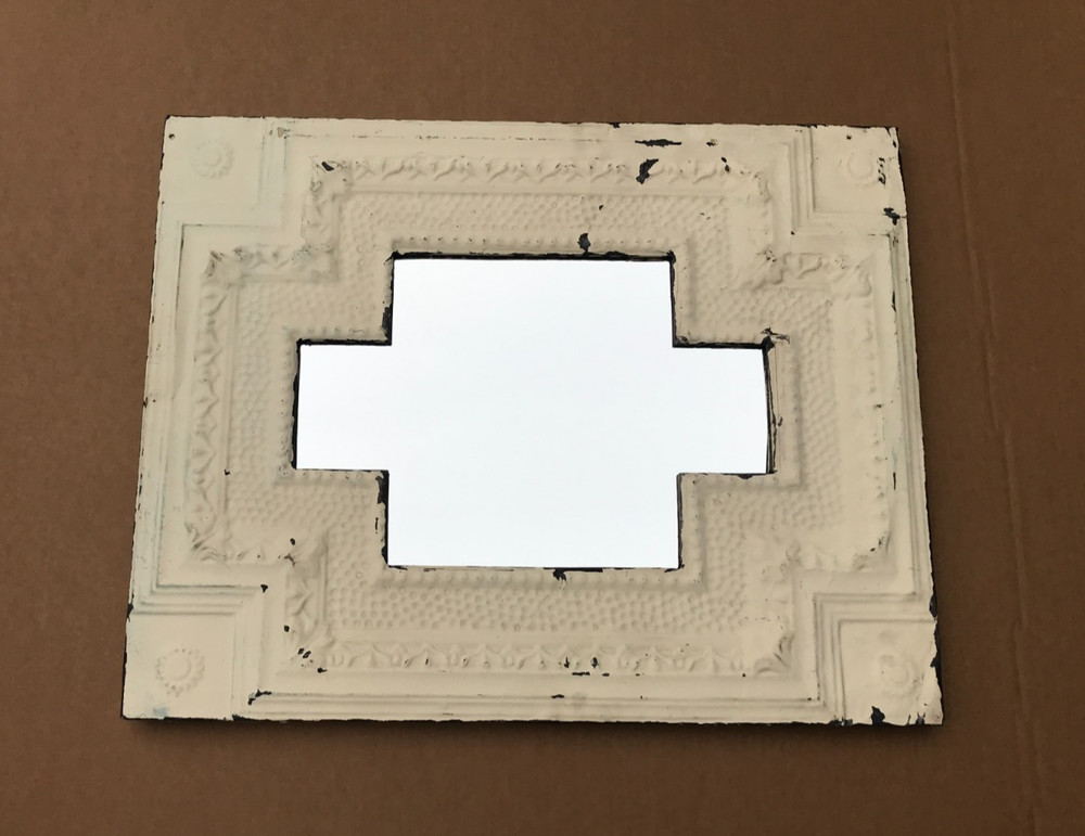 Vintage Decorative Salvaged Tin Ceiling Shabby 23×29 Metal Mirror Old 1719-25B