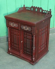 Antique Carved Rosewood Victorian Eastlake Sewing Machine Cabinet Cupboard Desk