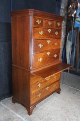 Antique American Chippendale Mahogany Chest on Chest Highboy Dresser 70″