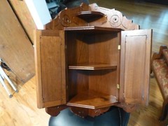 VICTORIAN EASTLAKE BLACK WALNUT CORNER CABINET 1880