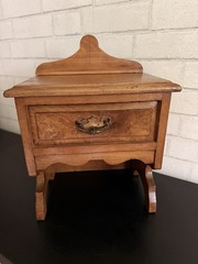 Antique Wood Tabletop Single Drawer Counter Display Cabinet Brass Dovetail Joint