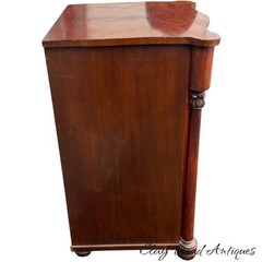 Antique flame mahogany empire liquor cabinet side table night stand serpentine