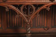 Antique Neo-Gothic Carved Oak Sideboard Server With Figural Panels