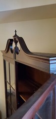 Vintage Sheraton Style American Mahogany China Cabinet with Key and Lock