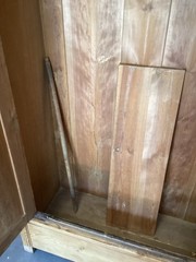 Antique Pine Two Door Wardrobe Cabinet With Removable Shelf & Bar Has Rack