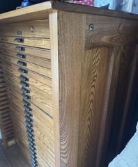 Hamilton 24 Drawer Typeset Printer’s Cabinet, Antique, Oak, with Type