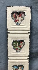 VTG 5×23 Multi Quad 3″ Heart Photo Tin Ceiling Metal Picture Frame Old 1840-25B