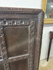 antique hanging corner cupboard pilgrim carved oak primitive 17th century