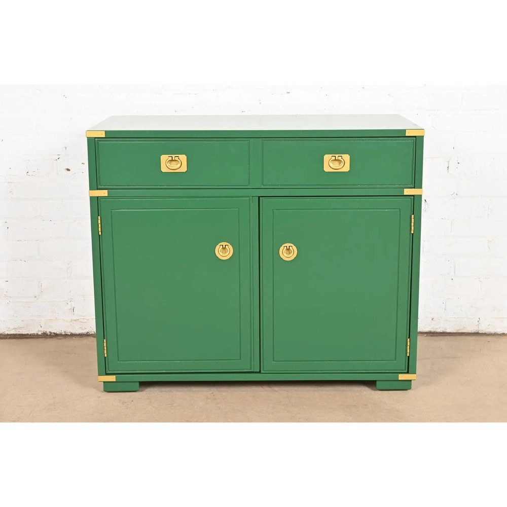 Thomasville Mid-Century Hollywood Regency Campaign Bar Cabinet, Newly Refinished