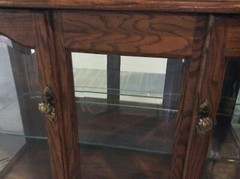 solid oak curio cabinet glass shelf glass and mirrored