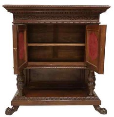 Antique Cupboard, Court, Carved, Renaissance Revival, Cornice, Foliate E. 1900s