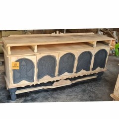 Home Decorative Unique Hand Curved Wood Inlay Buffet Table , Animal Hand Curved