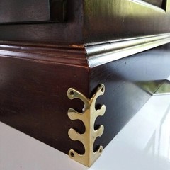 Set of 4 Vintage Solid Brass Fern leaf Box Corner Protector Decor Shelf Cabinet