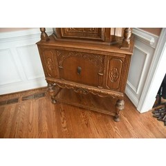 Jacobean Style Solid Wood Cabinet 1920’s Renaissance Architecture England Style