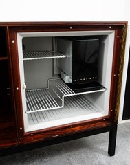 Mid Century Modern Compact Credenza Cabinet Refrigerator Storage Silkeborg Lock