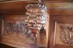 Antique Gothic Renaissance Revival Craved Dragon Buffet Cabinet Cupboard Hutch