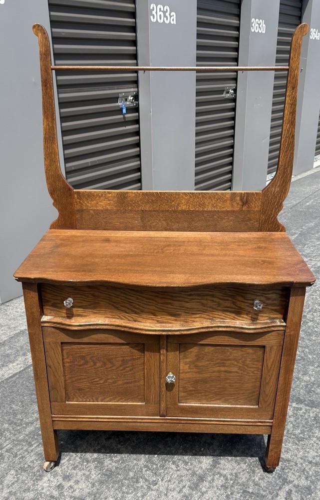 Antique Vintage Oak Dry Sink / Wash Cabinet
