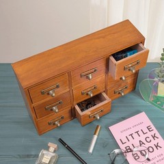 9 Drawer Library Card Catalog Cabinet With Labels Wooden Apothecary Storage