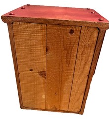 PRIMITIVE RED WOODEN STORAGE CABINET Farmhouse (2) Compartments Rustic 13.75”T