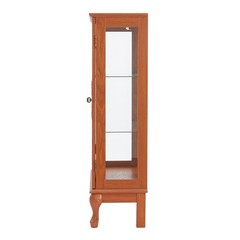 2 Door Curio Cabinet with Tempered Glass and Mirror, Lighted Display