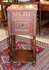 French Louis XVI Antique Oak Nightstand Small Bedside Cabinet w/ Drawer